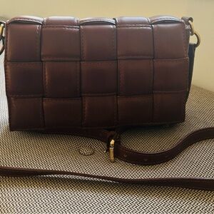 Brown Woven Leather Crossbody Bag